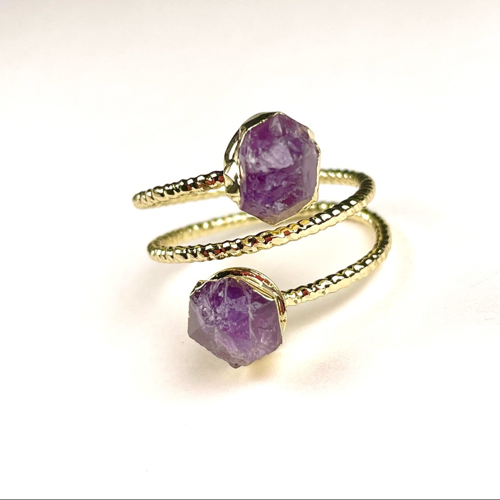 Natural Amethyst Stone Adjustable Ring - image 4